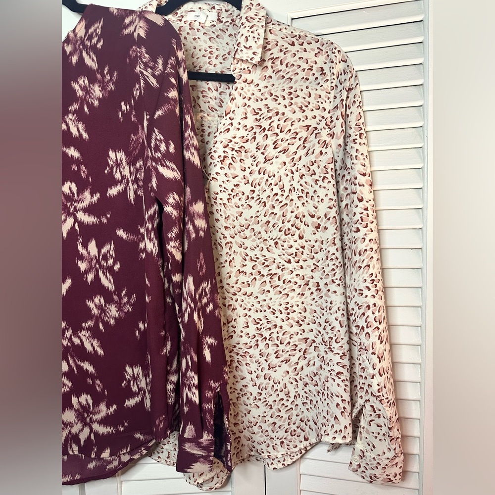Maurices Burgundy Floral and Cream Leopard Blouses - Picture 3 of 9